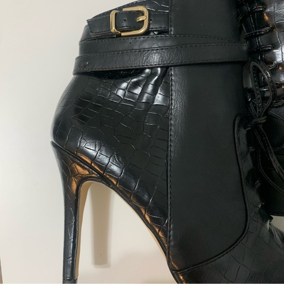 Women’s Black Altuzarra Target Jonathan Patent Pleather Lace-Up Stiletto Heel - Picture 5 of 10